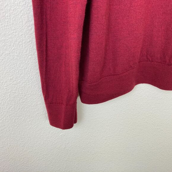 Banana Republic Women's Turtleneck Sweater Size XL Burgundy 100% Merino Wool - Picture 2 of 5